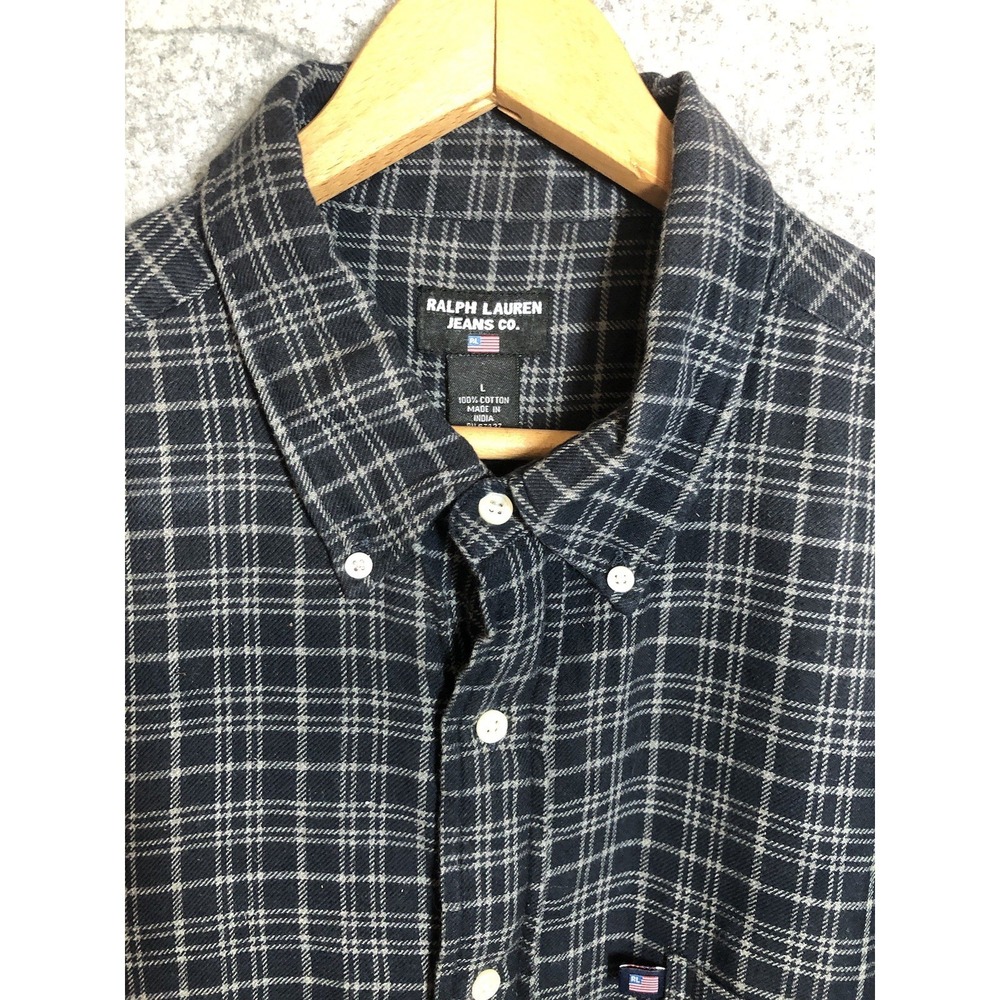 Luciano Barbera Shirt Men Large Black Plaid Button Down Career Casual Classic